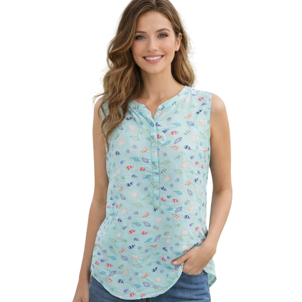Talbots Nautical Sleeveless Popover Graphic Top Medium